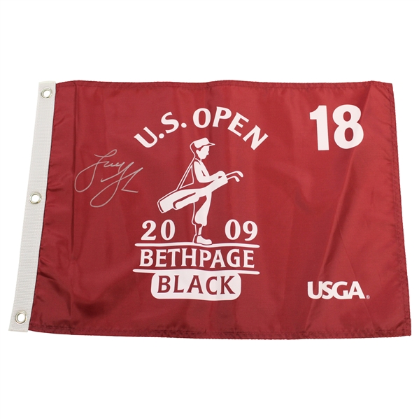 Lucas Glover Signed 2009 US Open at Bethpage Black Red Screen Flag JSA ALOA