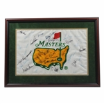 Tiger, Jack, Palmer, Sarazen, Nelson & 32 Other Masters Champs Signed 1993 Flag - Framed JSA ALOA