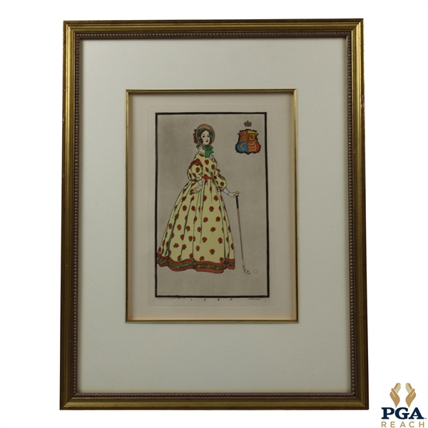 Golfer Lady P. Tricmaras 1840 Illustration - Framed