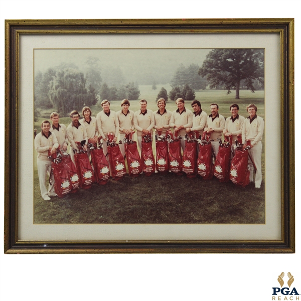 1979 Ryder Cup European Team with Golf Bags Photo - Framed