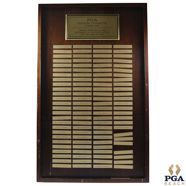 PGA Advisory Committee Formed 1943 List of Nameplates - Framed