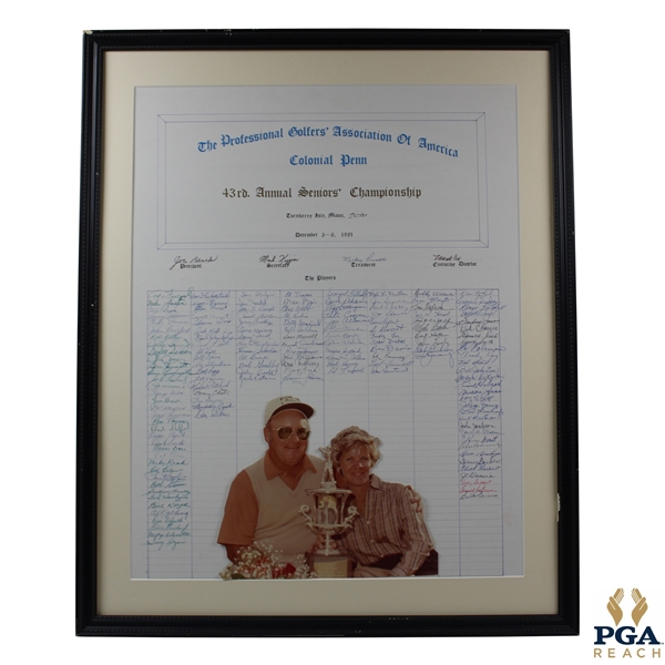 Arnold Palmer & Field (143) Signed 1981 Senior PGA of America List - Framed JSA ALOA