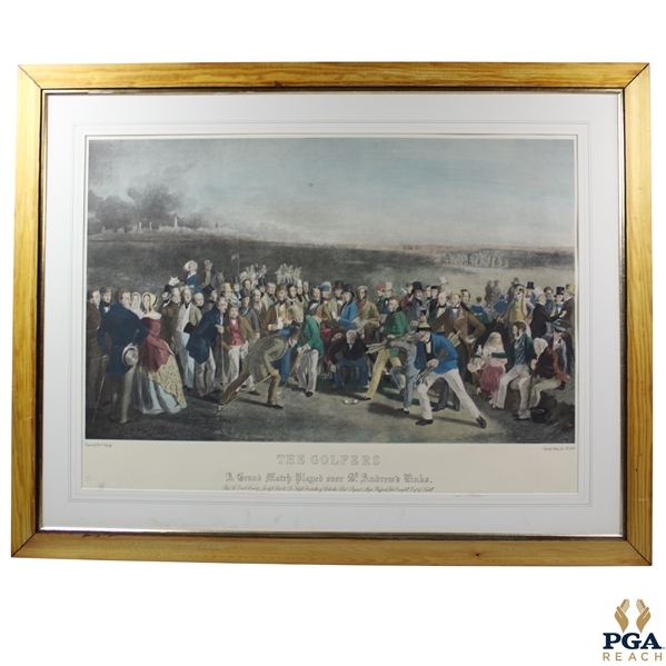 The Golfers: A Grand Match" Engraved by Charles E. Wagstaffe Painted by Lees Print - Framed