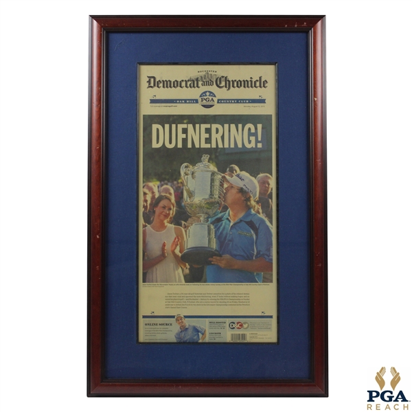 Dufnering!' Jason Dufner Kissing The Wanamaker Trophy 2013 Newspaper Page - Framed