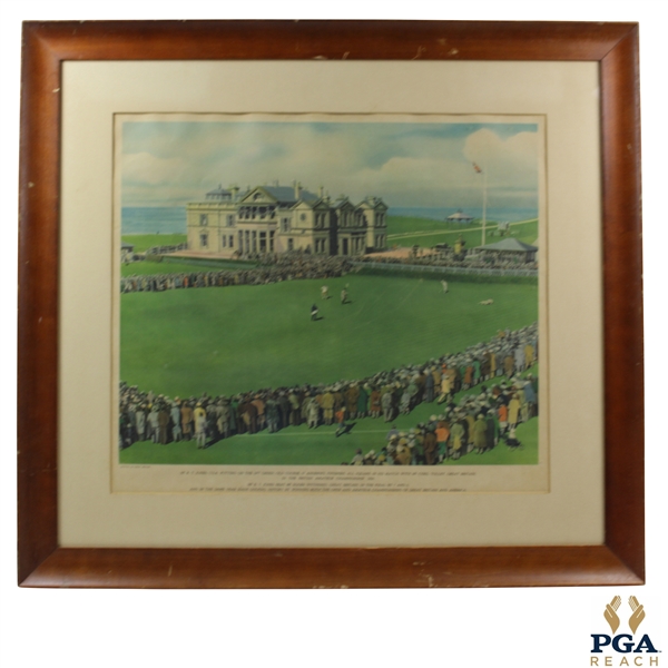 Bobby Jones Putting on the 18th Green St. Andrews 1930 Print - Framed