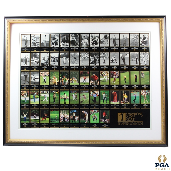 1997 Champions of Golf - The Masters Collection Uncut Golf Card Sheet - Framed