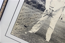 Walter Hagen Signed & Inscribed Oversize Sepia Tone Photo - Framed JSA ALOA
