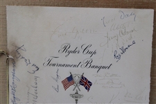1947 Ryder Cup US Team Signed Tournament Banquet Menu - Framed JSA ALOA
