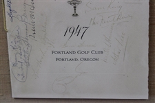 1947 Ryder Cup US Team Signed Tournament Banquet Menu - Framed JSA ALOA