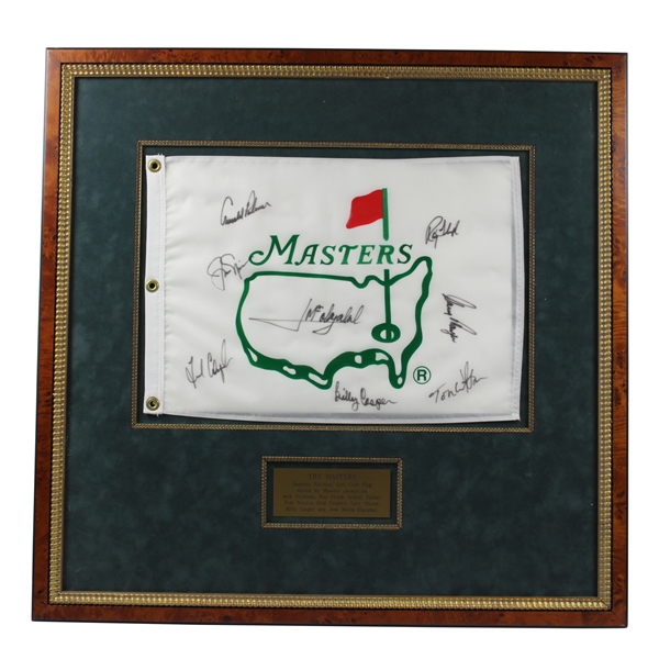 Eight (8) Masters Champs Signed 1990s Masters White Flag Nicklaus Palmer Player + JSA ALOA
