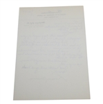 Tommy Armour Signed Letter to PGA Ex. Dir. Tom Crane on Pers. Letterhead - 1/20 JSA ALOA