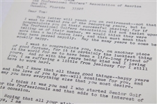 Charles Evans Signed Letter to PGA Ex. Dir. Tom Crane on Pers. Letterhead - 1/29/1965 JSA ALOA