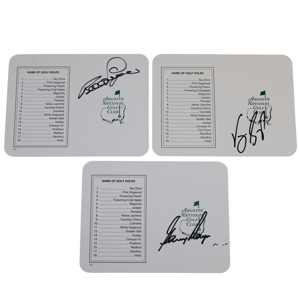 Gary Player, Bernhard Langer & Vijay Singh Singed Augusta National Scorecards JSA ALOA