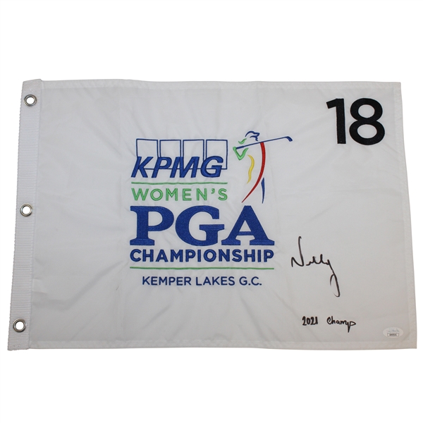 Nelly Korda Signed KPMG Womens PGA Championship W/ 2021 Champ Embroidered Flag JSA #AH45141