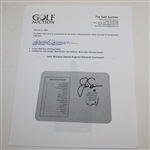 Jack Nicklaus Signed Augusta National Scorecard JSA ALOA