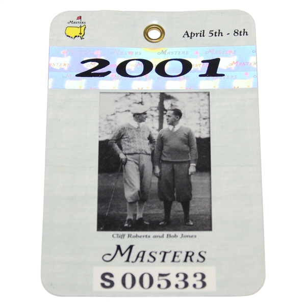 2001 Masters Tournament Series Badge #00553 - Tiger Woods Win