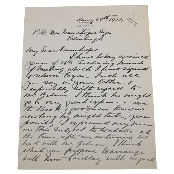 John E. Laidlay Signed Handwritten Letter - 1/28/24 JSA ALOA