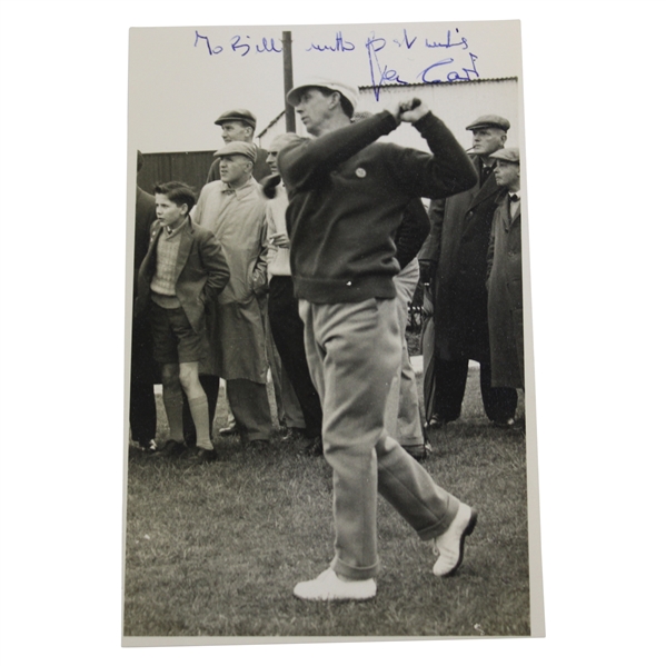 Joe Carr Signed Post Swing Black and White Photo - World Gold Hall of Famer JSA ALOA