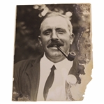 Ted Ray Original Black and White Photo with Pipe in Mouth - Close Shot