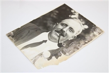 Ted Ray Original Black and White Photo with Pipe in Mouth - Close Shot