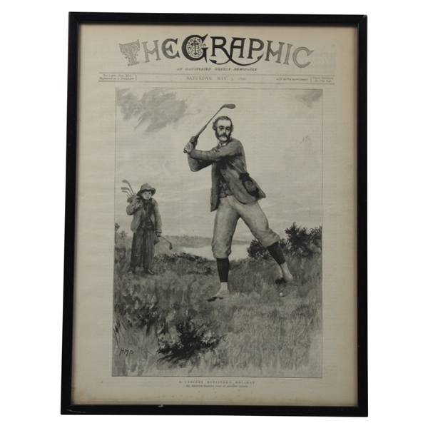 1890 The Graphic Illustrated Balfour Playing at Hayling Island Newspaper - May 3rd - Framed