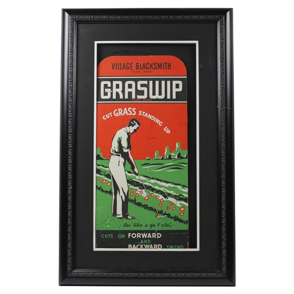 Vintage Village Blacksmith Use Like A Golf Club Graswip Advertising Broadside - Framed