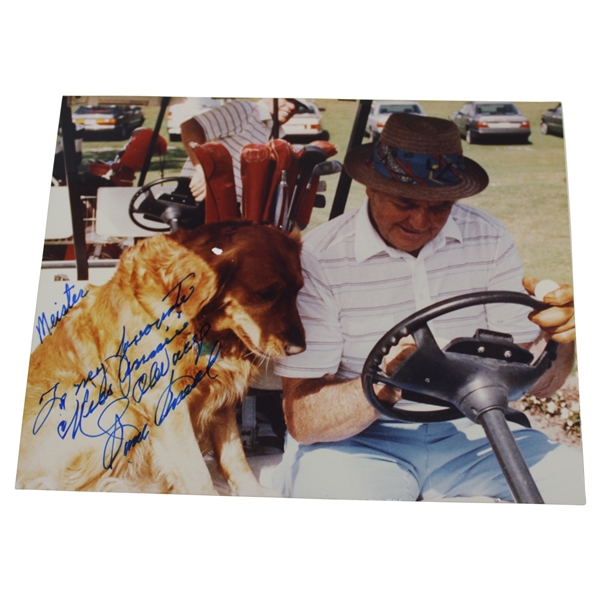 Sam Snead Signed Meister Golden Retriever in Golf Cart Personalized 8x10 Photo JSA ALOA