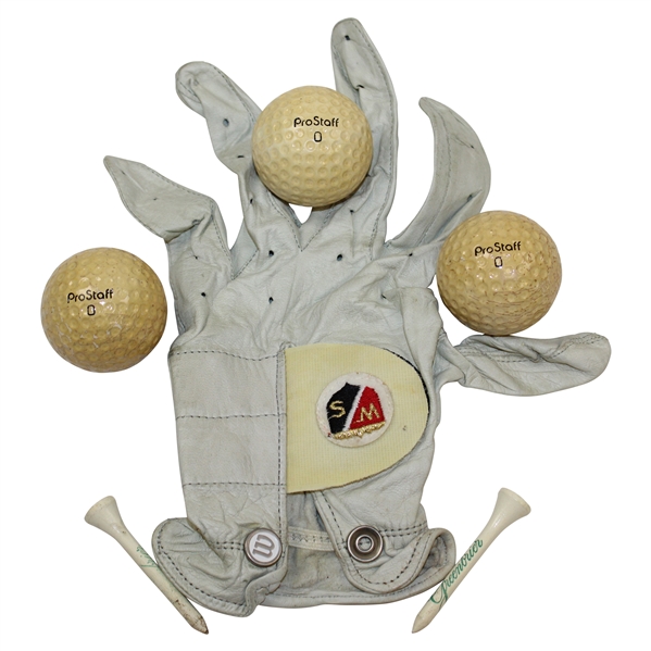 Sam Sneads Personal Used Wilson Staff LH White Glove w/3 ProStaff Balls & 2 Greenbrier Tees