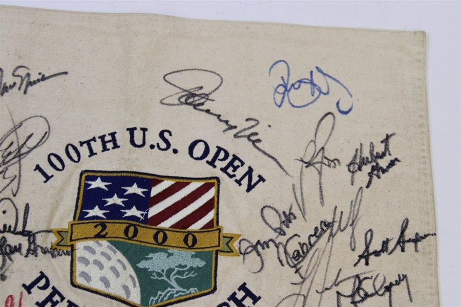 Tiger Woods & 37 other US Champs Signed 2000 US Open at Pebble Canvas Flag JSA ALOA