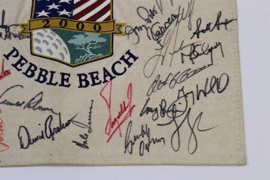 Tiger Woods & 37 other US Champs Signed 2000 US Open at Pebble Canvas Flag JSA ALOA