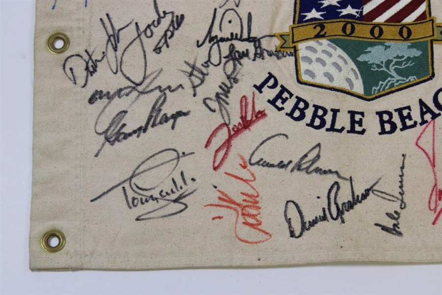 Tiger Woods & 37 other US Champs Signed 2000 US Open at Pebble Canvas Flag JSA ALOA