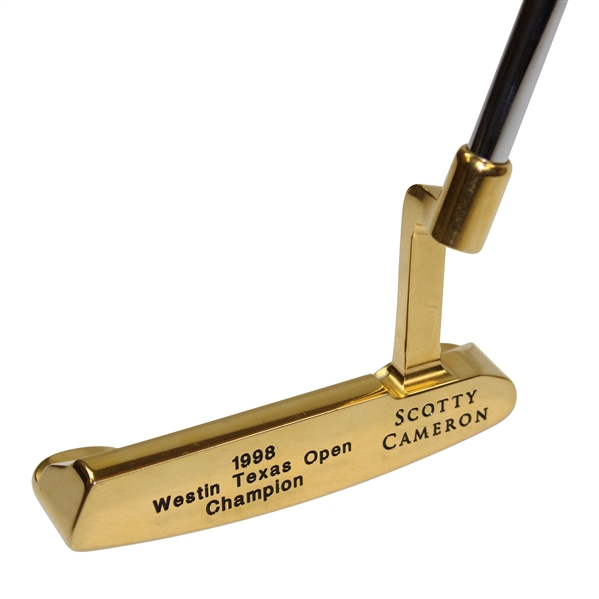 Champion Hal Suttons Scotty Cameron Gold Plated Newport Putter for 1998 Westin Texas Open Win