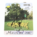 Zach Johnson Signed 2007 Masters Tournament SERIES Badge #Q08149 JSA ALOA