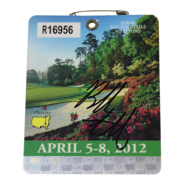 Bubba Watson Signed 2012 Masters Tournament SERIES Badge #R16956 JSA ALOA