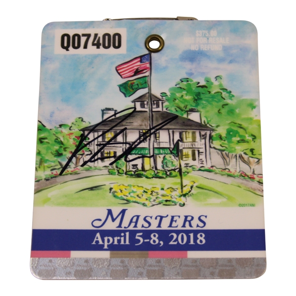 Patrick Reed Signed 2018 Masters Tournament SERIES Badge #Q07400 JSA ALOA