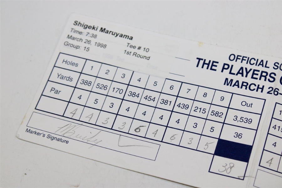 Shigeki Maruyama Scorecard From 1998 The Players Championship Mike Brisky Marker