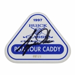 Tiger Woods Signed 1997 Buick Classic PGA Tour Caddy Badge #00124 - From Tigers Caddy JSA ALOA