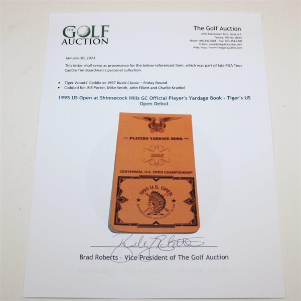 1995 US Open at Shinnecock Hills GC Official Player's Yardage Book - Tiger's US Open Debut