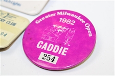 Five (5) 1982 Official Caddy Badges - Eastern, Greater Milwaukee, Bay Hill & others