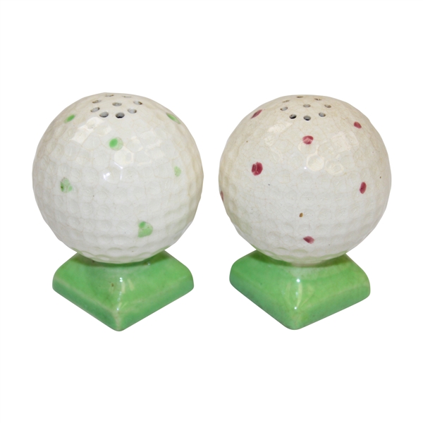 Vintage Ceramic Golf Ball Salt Shaker Set Made In Japan