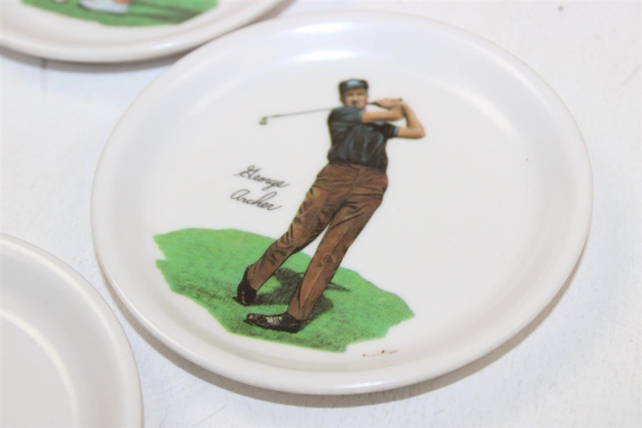 Four (4) Wilson Golf Player Small Coasters, Gene Sarazen, Mickey Wright, George Archer, & Dave Marr
