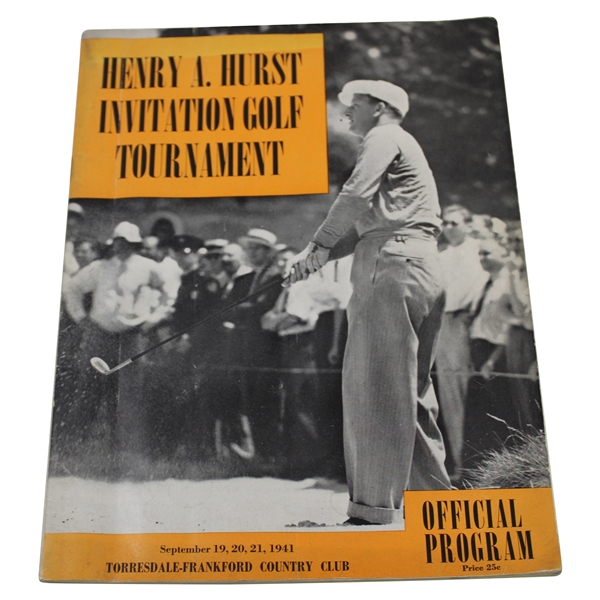 1941 Henry Hurst Invitation Golf Tournament Program Torresdale-Frankford C.C.