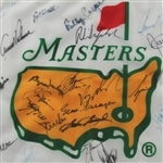 Tiger, Jack, Palmer, Sarazen, Nelson & 32 Other Masters Champs Signed 1993 Flag - Framed JSA ALOA