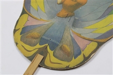 Early 1900's Advertising Fan Featuring Woman Golfer As A Butterfly
