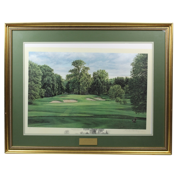 1992 Linda Hartaugh Ltd Ed 914/1250 10th Hole Winged Foot GC Print Gifted to Jim Frick - Framed