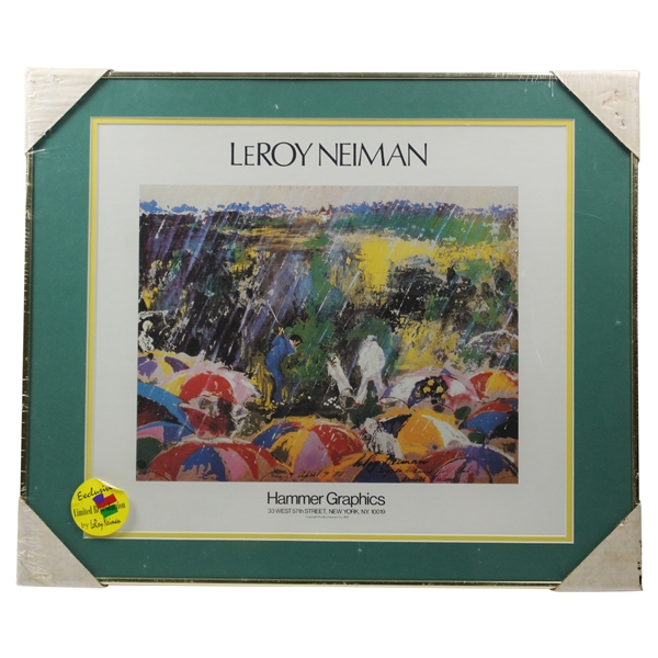 LeRoy Neiman Hammer Graphics Arnie in the Rain Exclusive Reproduction Print - Sealed In Plastic - Framed