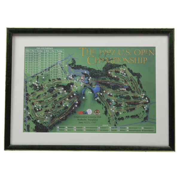 Jack Nicklaus Signed 1997 US Open at Congressional Course Map - Framed JSA ALOA