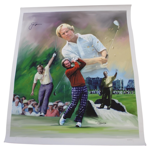 Jack Nicklaus Signed Collage Canvas Print by Artist Jiang Zunzhong JSA ALOA