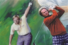 Jack Nicklaus Signed Collage Canvas Print by Artist Jiang Zunzhong JSA ALOA