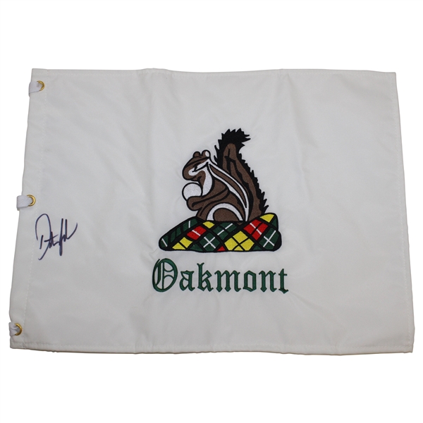 Dustin Johnson Signed Undated Oakmont Logo Embroidered Flag JSA ALOA